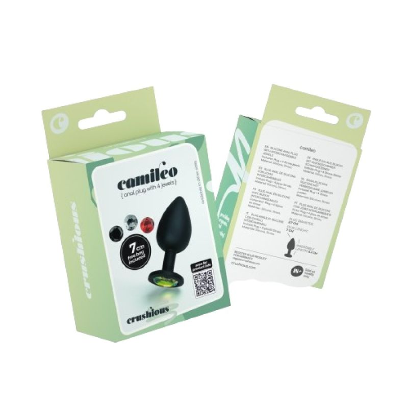 Анальна пробка Cuore Crushious, зі змінними кристалами, силіконова, чорна, 7 х 2.7 см, розмір S вид 11