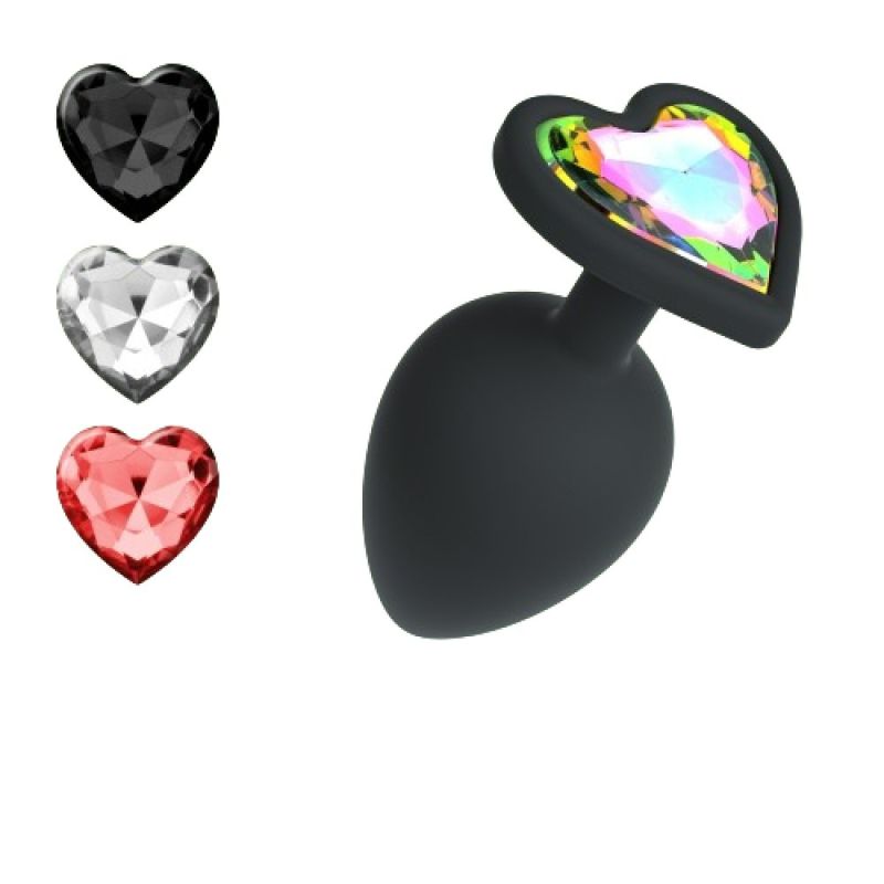 Анальная пробка Cuore Crushious, со сменными кристаллами, силиконовая, черная, 8 х 3.4 см, размер М вид 2