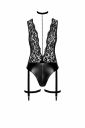 Боді сексуальне з глибоким декольте Noir Handmade Libido F297 чорне, розмір М