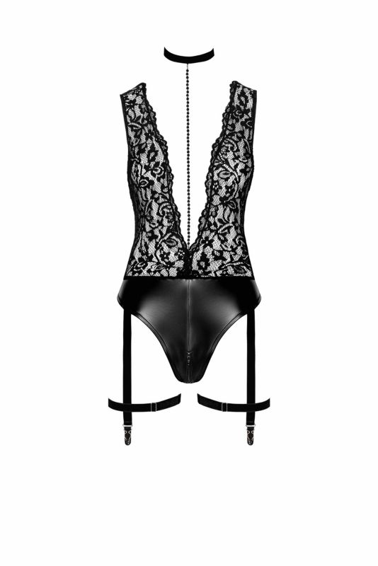 Боди сексуальное с глубоким декольте Noir Handmade Libido F297 черное, размер М вид 6