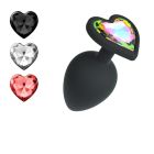 Анальна пробка Cuore Crushious, зі змінними кристалами, силіконова, чорна, 7 х 2.7 см, розмір S вид 2