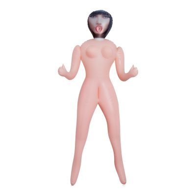 Надувная секс-кукла с тремя рабочими отверстиями, со съемным мастурбатором, бежевая, 155 см