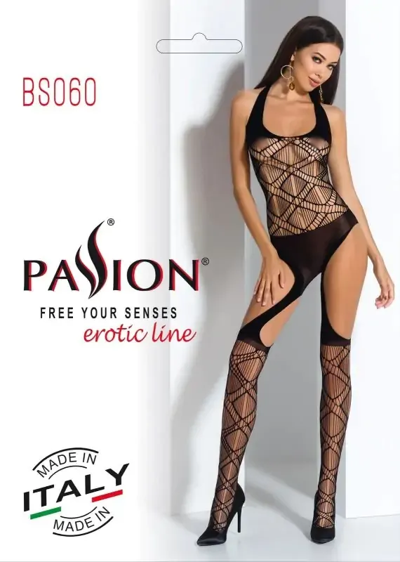 Бодістокінг BS060 Black Passion, з геометричним малюнком, чорний, S/L вид 6