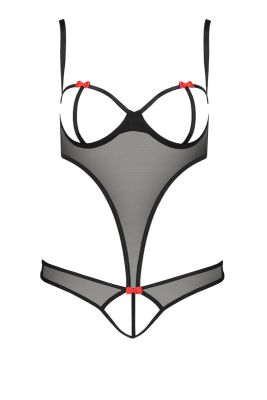 Боді відкрите із декоративними бантиками Passion HEIDI чорний, S/M