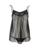 Пеньюар прозорий Passion MELANIA та трусики стрінги, чорний, S/M