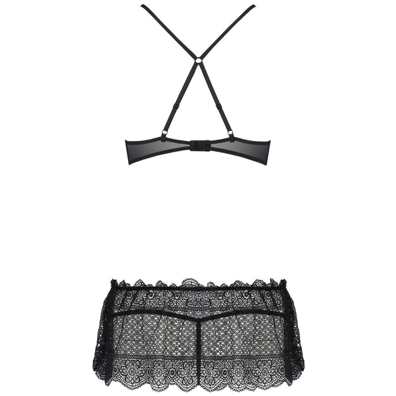 Мереживний пеньюар з трусиками в комплекті Passion Yona чорний, S/M вид 7