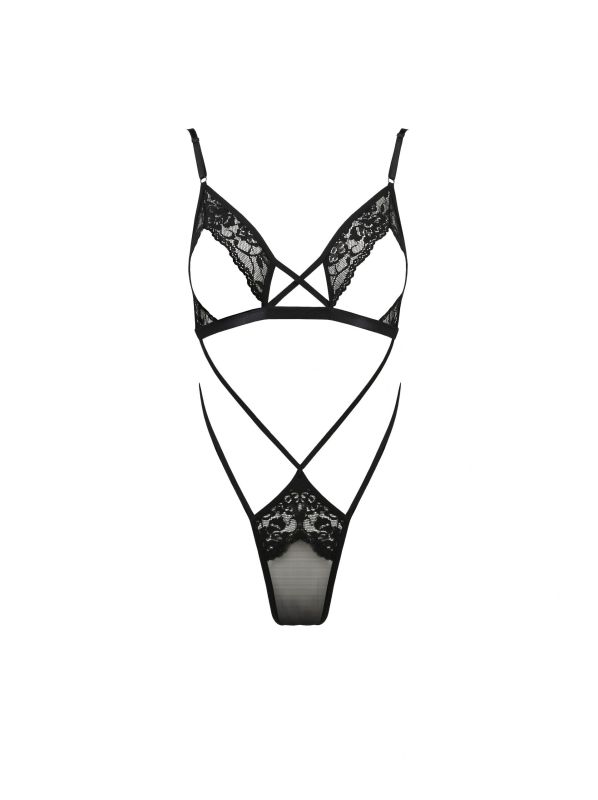 Боди с открытой грудью DIABOLINA BODY black S/M - Passion вид 4