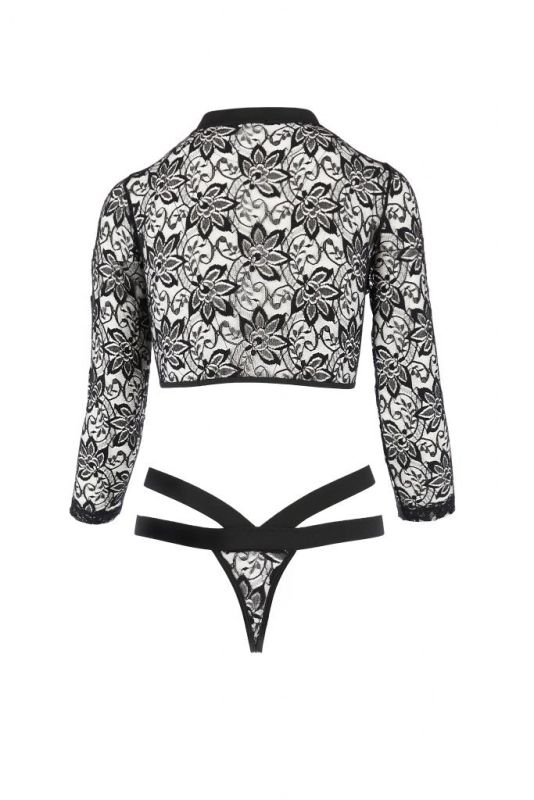 Боди с длинными рукавами и открытой грудью LETICIA BODY black S/M - Passion вид 5