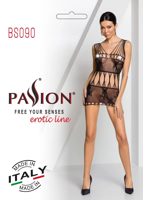 Сукня сітка з декоративними метеликами Passion BS090 чорна, One Size вид 6
