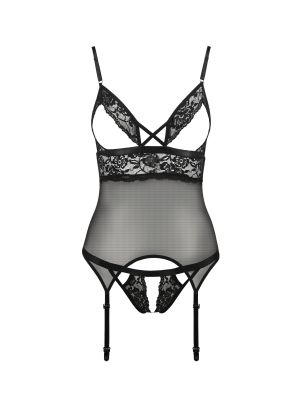 Корсет с открытой грудью S/M black DIABOLINA CORSET - Passion