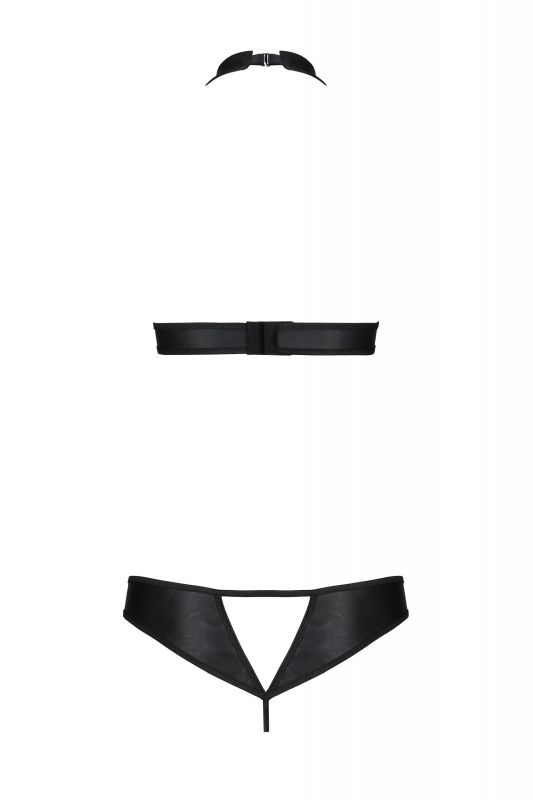 Комплет с открытым бюстом MALWIA SET WITH OPEN BRA black S/M - Passion вид 5