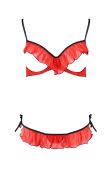 Комплект белья с открытой грудью Cherry Passion, 2 предмета, красный, S/M