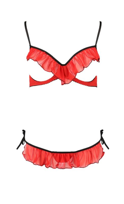 Комплект белья с открытой грудью Cherry Passion, 2 предмета, красный, S/M вид 4