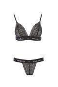 Комплект білизни в сіточку Passion GLAMISS чорний, S/M