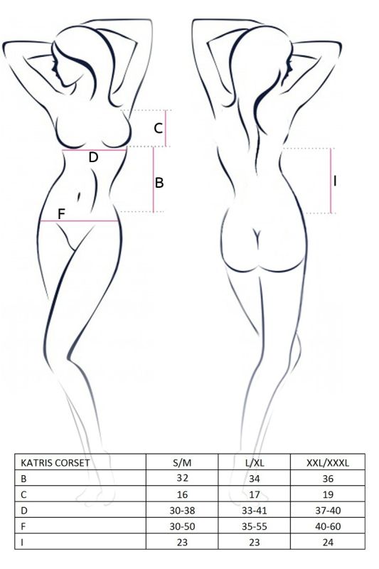 Корсет з пажами для панчох та стрінги Passion KATRISS чорний, S/M вид 4