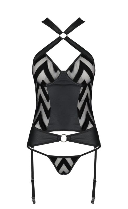 Корсет с геометрическим орнаментом и стринги HIMA CORSET black S/M - Passion вид 4