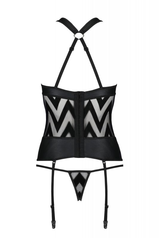 Корсет с геометрическим орнаментом и стринги HIMA CORSET black S/M - Passion вид 5