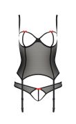 Корсет з відкритими грудьми та трусики HEIDI CORSET black S/M - Passion