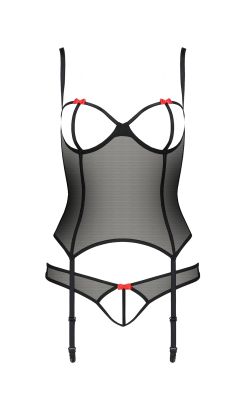 Корсет з відкритими грудьми та трусики HEIDI CORSET black S/M - Passion