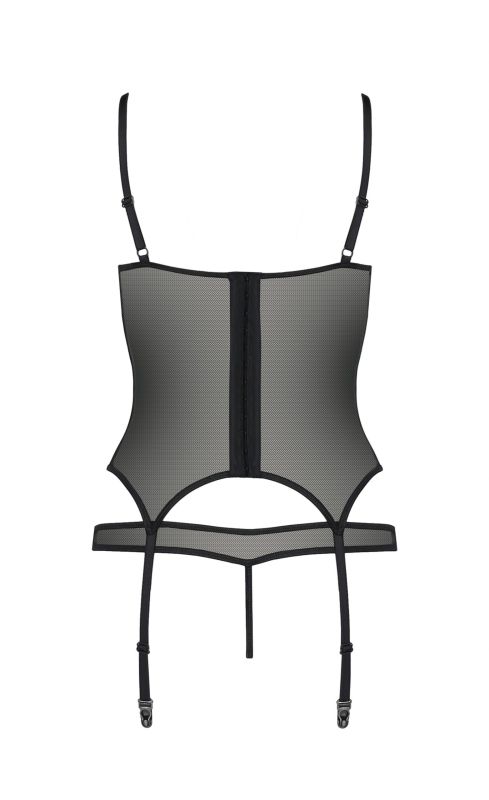 Корсет з відкритими грудьми та трусики HEIDI CORSET black S/M - Passion вид 5