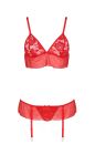 Комплект белья с поясом для чулок FABIANA SET red S/M - Passion вид 4