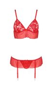 Комплект білизни з поясом для панчох Passion FABIANA червоний, S/M