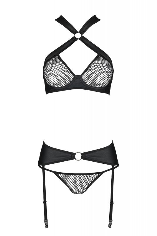 Комплект нижньої білизни в сіточку AMANDA SET black S/M - Passion вид 4