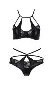 Комплект білизни з декоративними елементами Passion NAVEL чорний, S/M
