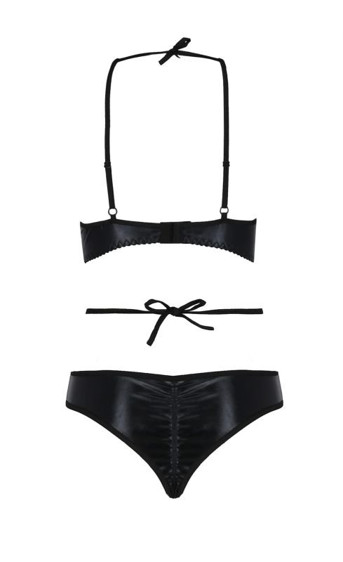 Комплект білизни з декоративними елементами Passion NAVEL чорний, S/M вид 5