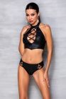 Комплект белья с вставками со стреп-ленты NANCY BIKINI black S/M - Passion вид 2