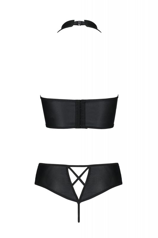 Комплект белья с вставками со стреп-ленты NANCY BIKINI black S/M - Passion вид 5