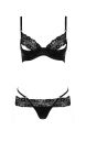 Комплект білизни з латексу Passion NORTH SET з мереживним оздобленням, чорний, S/M