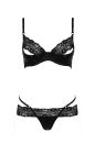 Комплект белья из латекса Passion NORTH SET с кружевной отделкой, черный, S/M вид 5