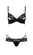 Комплект білизни з латексу Passion NORTH SET з мереживним оздобленням, чорний, S/M
