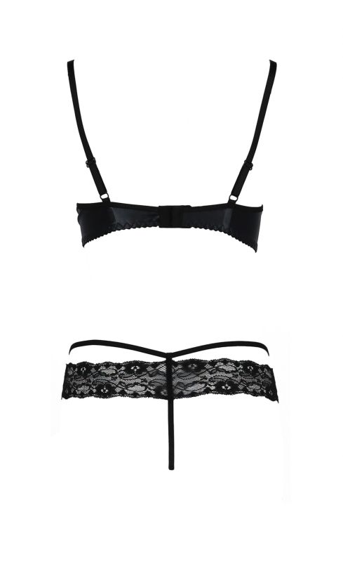 Комплект білизни з латексу Passion NORTH SET з мереживним оздобленням, чорний, S/M вид 6
