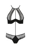 Комплект білизни з ажурними вставками Passion SCARLET чорний S/M