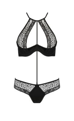 Комплект білизни з ажурними вставками Passion SCARLET чорний S/M
