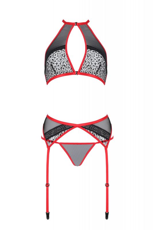 Комплект белья с поясом для чулок SATARA SET red S/M - Passion вид 6
