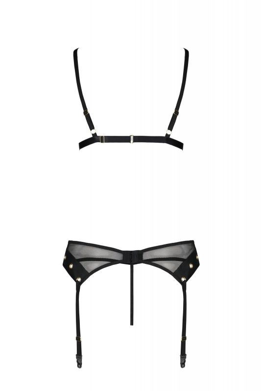 Комплект белья со шнуровкой по лифу и поясом для чулок NESSY SET black S/M - Passion вид 5