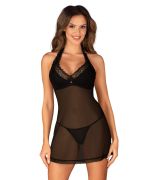 Комплект білизни Obsessive Medilla пеньюар та стрінги, чорний, XS/S