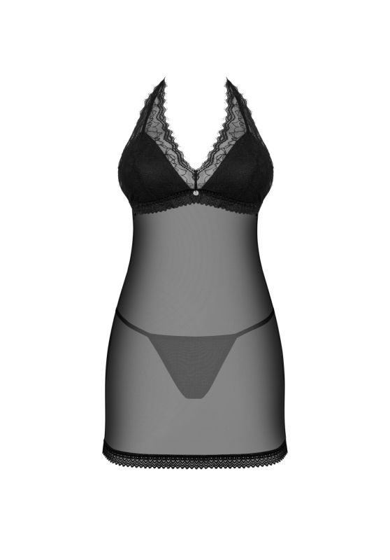 Комплект білизни Obsessive Medilla пеньюар та стрінги, чорний, XS/S вид 6