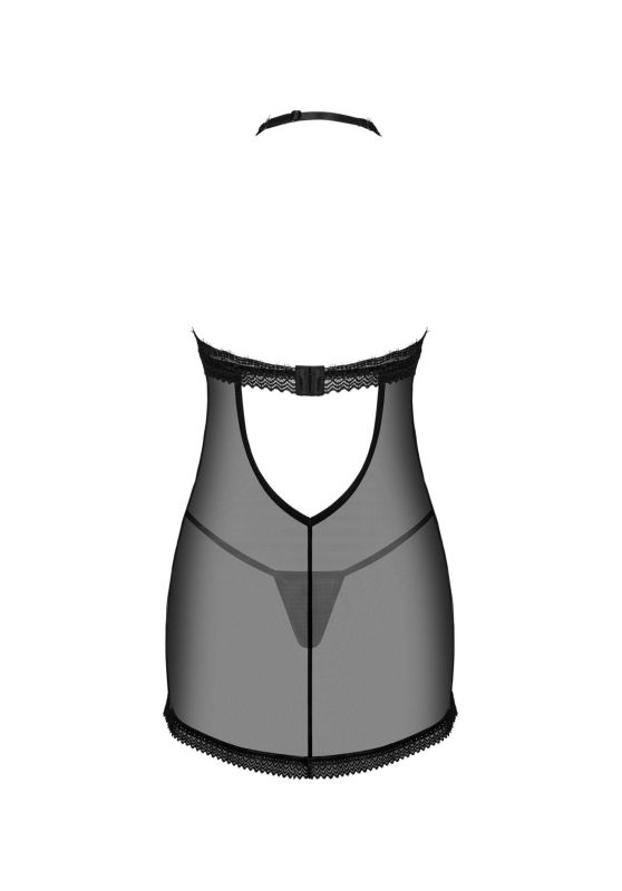 Комплект білизни Obsessive Medilla пеньюар та стрінги, чорний, XS/S вид 7