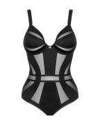 Боди с полупрозрачными вставками Chic Amoria Obsessive, черное, XS/S