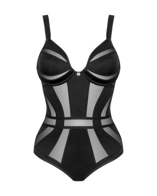 Боді із напівпрозорими вставками Chic Amoria Obsessive, чорне, XS/S