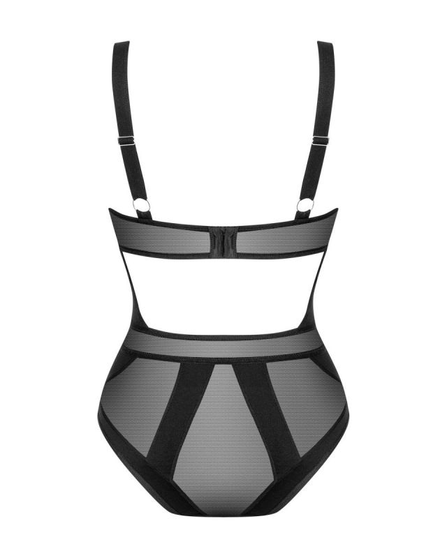 Боди с полупрозрачными вставками Chic Amoria Obsessive, черное, XS/S вид 5