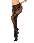 Колготки в мелкую сетку с открытым доступом и узорами S123 Obsessive, черные, One Size вид 4