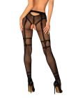 Колготки в мелкую сетку с открытым доступом и узорами S123 Obsessive, черные, One Size вид 5