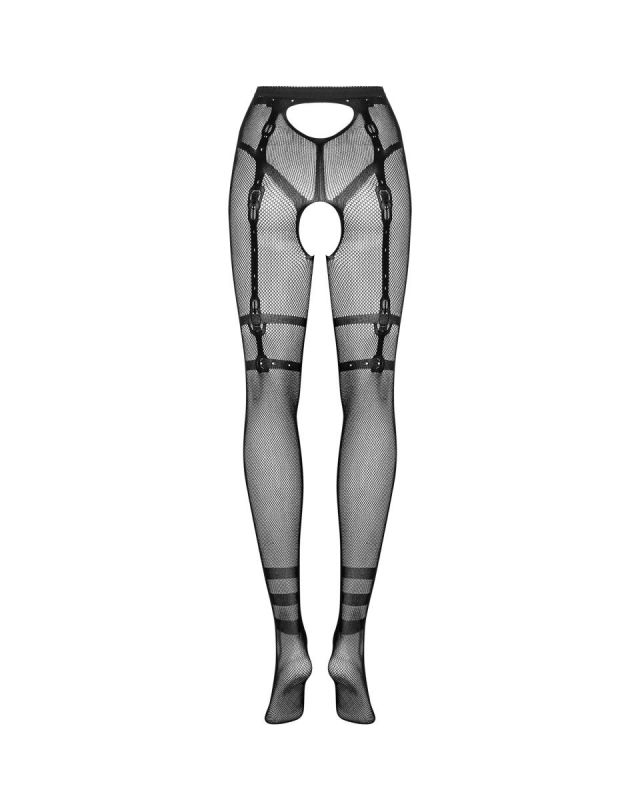 Колготки в мелкую сетку с открытым доступом и узорами S123 Obsessive, черные, One Size вид 6