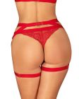 Портупея пояс Obsessive Elianes harness, червона, XS/S вид 5
