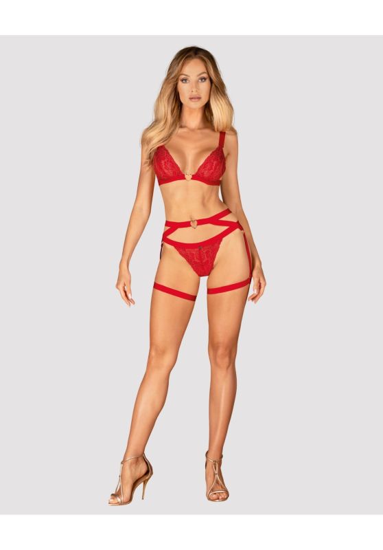 Портупея пояс Obsessive Elianes harness, червона, XS/S вид 6